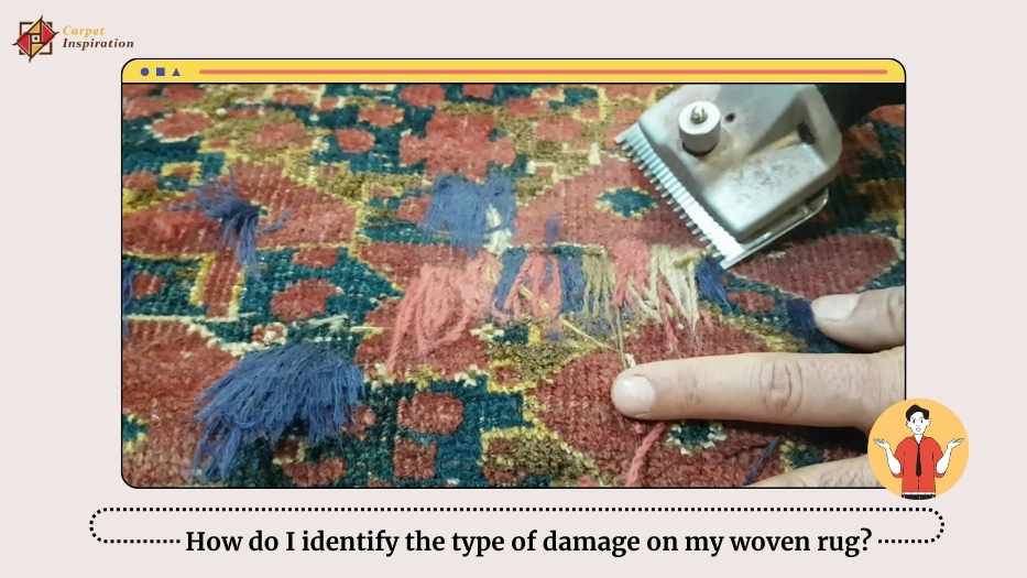 How do I identify the type of damage on my woven rug