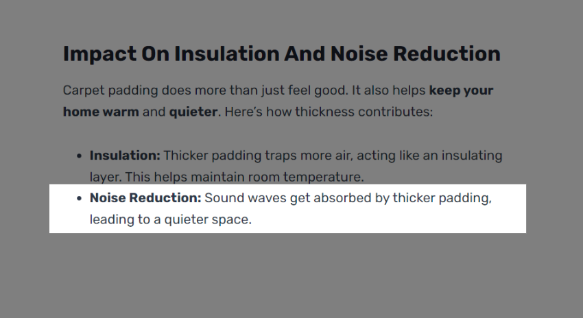 thicker carpet with thick padding helps with the noise