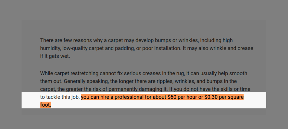 The article I found on Bob Villa says hiring a professional can cost you about $60 per hour or $0.30 per square foot