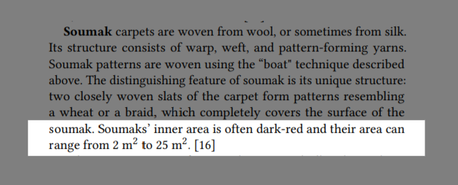 Flat weave carpet sizes ranging from 2 m² to 25 m².